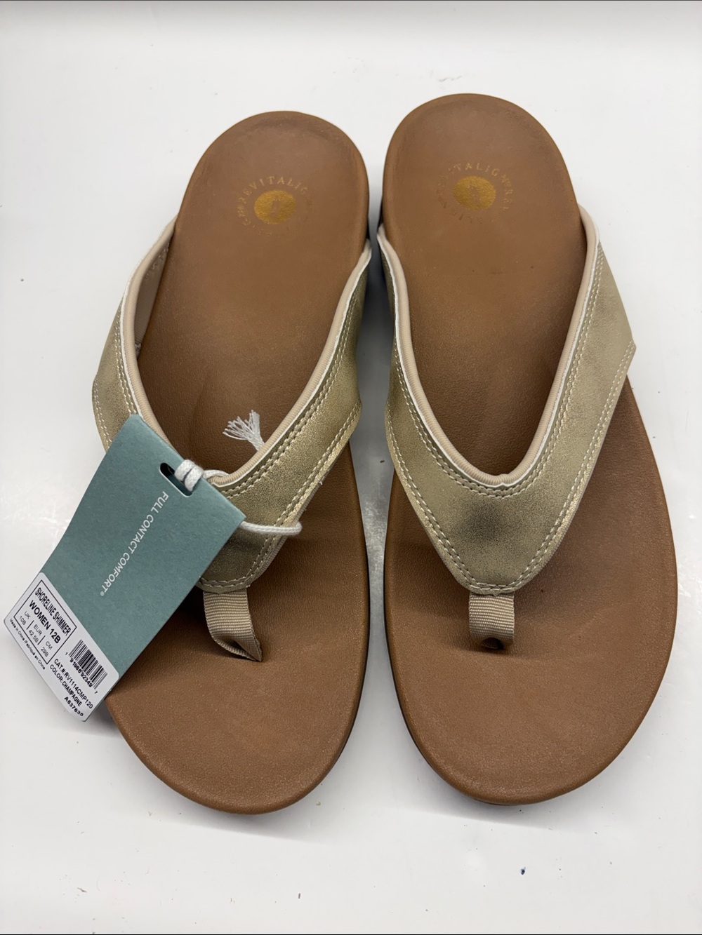 NEW Revitalign Shoreline Shimmer Orthotic Thong Sandals Women’s size 12